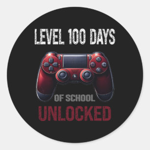 Video Game 100 Day School Level 100 Days Of School Classic Round Sticker