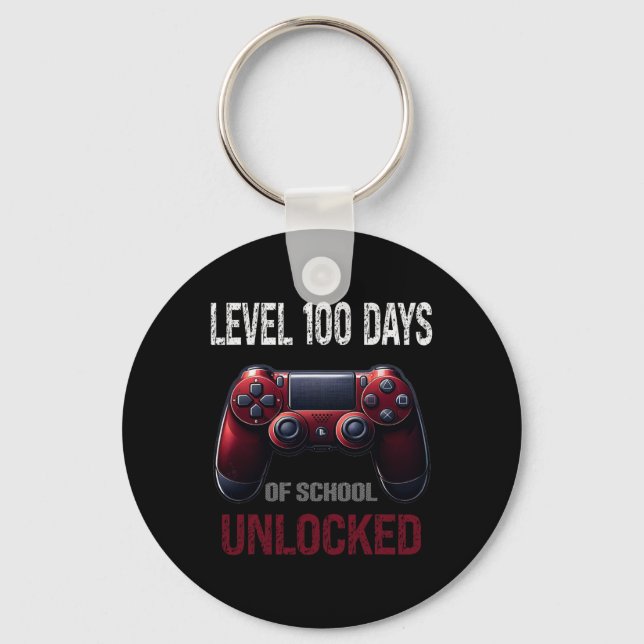 Video Game 100 Day School Level 100 Days Of School Key Ring (Front)