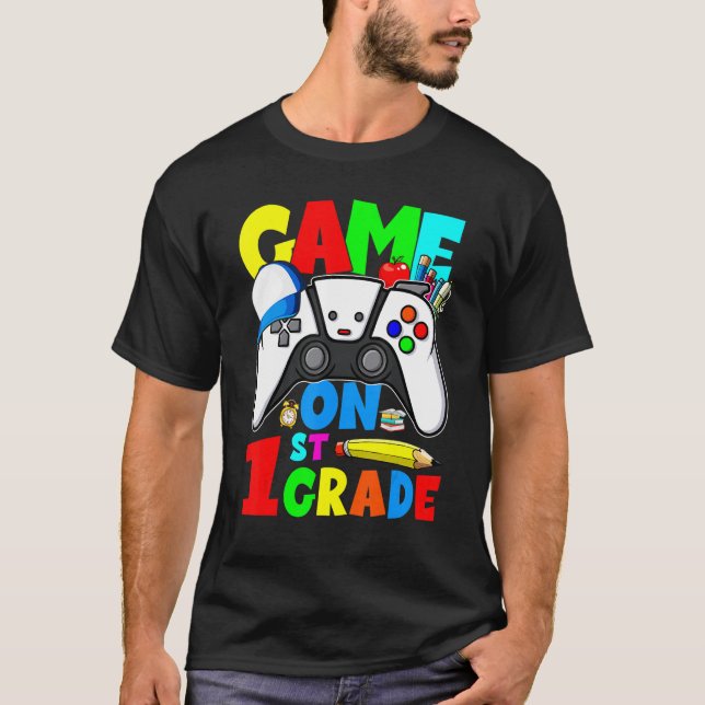 Video Game 1st Grade Unlocked Cute First Grade Boy T-Shirt (Front)