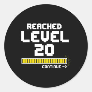 Video Game 20th Birthday Gift Shirt For 20 Year Ol Classic Round Sticker
