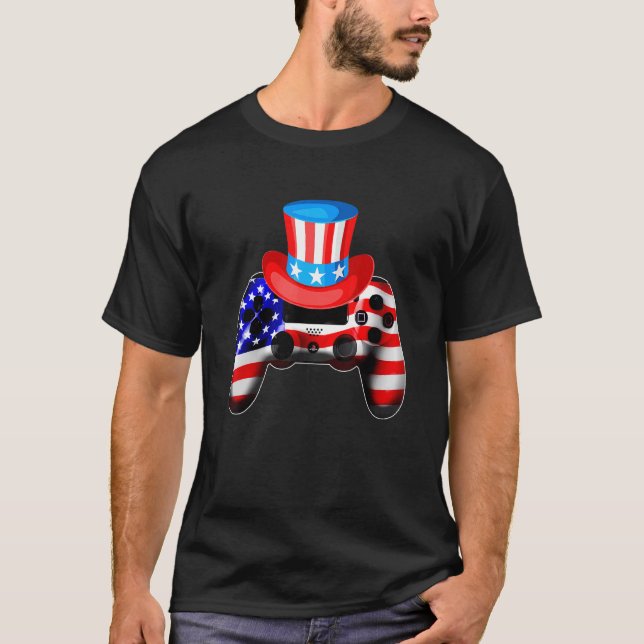 Video Game 4th Of July Controller American Flag Ki T-Shirt (Front)