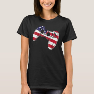 Video Game 4th Of July Controller American Flag T-Shirt