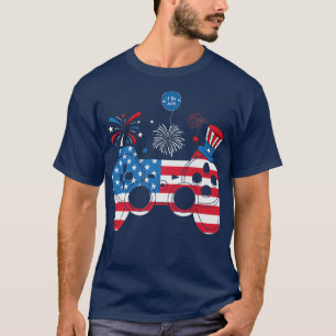 Video Game 4th of July controller American kids B T-Shirt