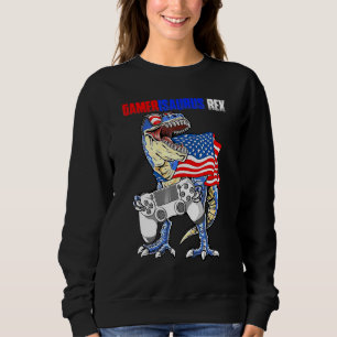 Video Game 4th Of July T Rex Dinosaur Amerisaurus Sweatshirt