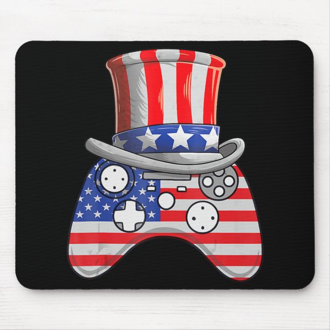 Video Game 4th Of July Uncle Sam Hat Game Controll Mouse Mat (Front)