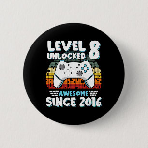 Video Game 8th Birthday Boys Girls Kids 8 Years Ol 6 Cm Round Badge