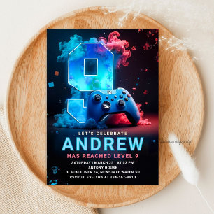 Video Game 9th Birthday Party Invitation