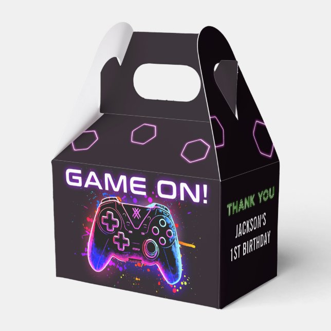 Video Game Arcade Birthday Party Favour Box (Front Side)