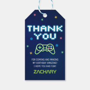 Video Game Arcade Party Thank You Favour Gift Tag