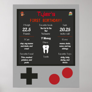 Video Game Baby's 1st Birthday Milestones Poster