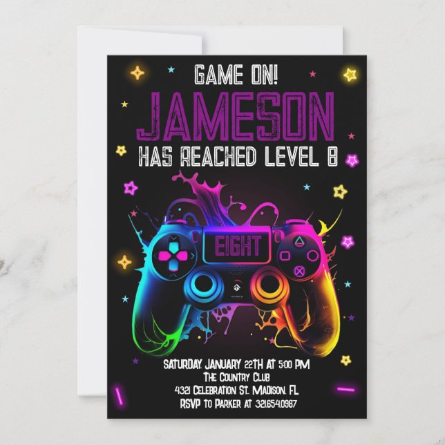 Video Game Birthday Boy Gamer Party Invitation (Front)