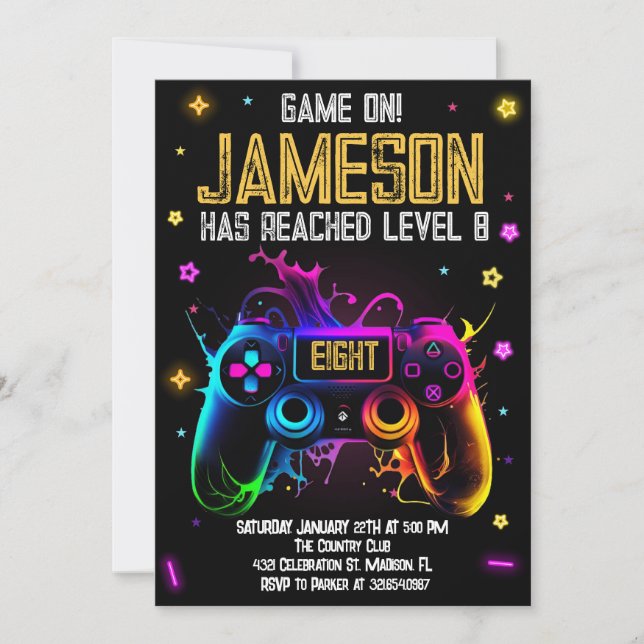 Video Game Birthday Boy Gamer Party Invitation (Front)