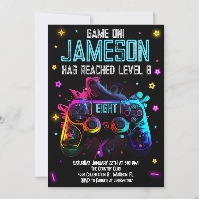 Video Game Birthday Boy Gamer Party Invitation (Front)