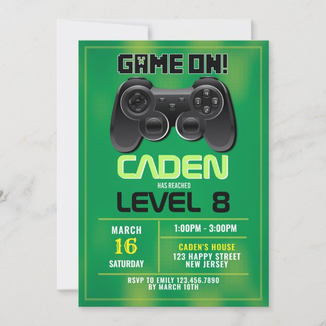 Video Game Birthday Invitation (Front)