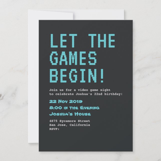 Video Game Birthday Invitation (Front)