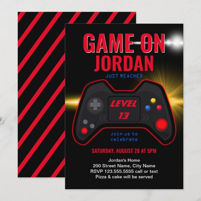 Video Game Birthday Invitation (Front/Back)