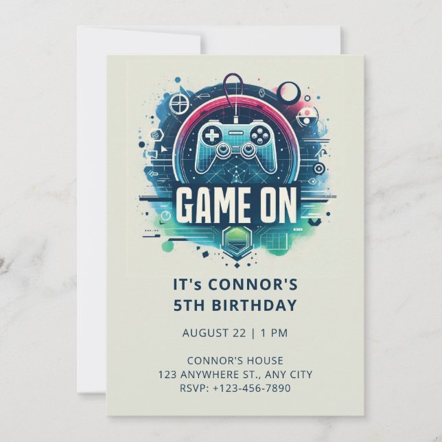 Video Game Birthday Invitation (Front)