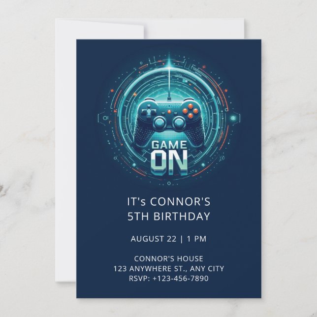 Video Game Birthday Invitation (Front)