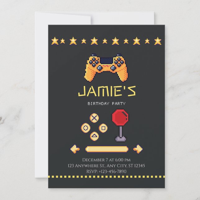 Video Game Birthday Invitation (Front)