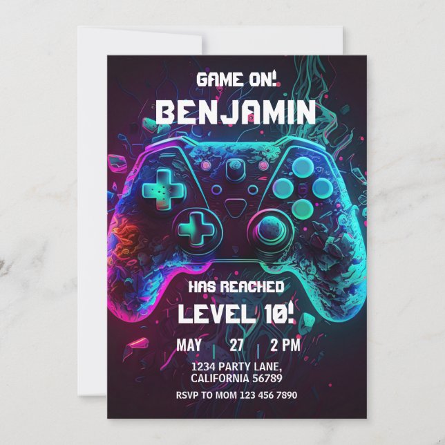 Video Game Birthday Invitation Arcade Invitation (Front)