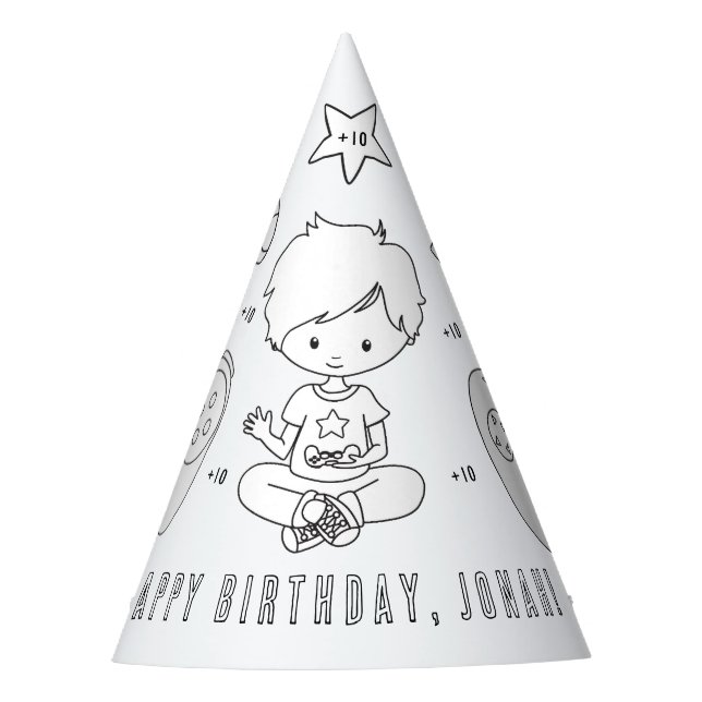 Video Game Birthday Party - Colour Your Own Hat (Front)