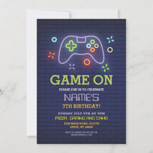 Video Game Birthday Party Gamer Boy Console Invite