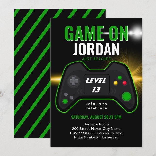 Video Game Birthday Party Invitation (Front/Back)