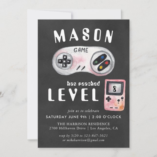 Video Game Birthday Party Invitation (Front)