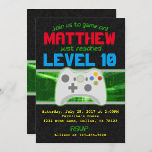 Video Game Birthday Party Invitation Invite