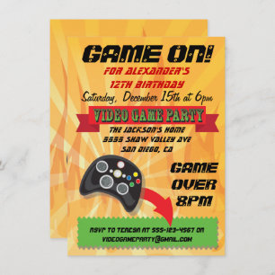 Video Game Birthday Party Invitations