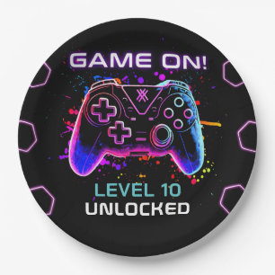Video Game Birthday Party Paper Plate