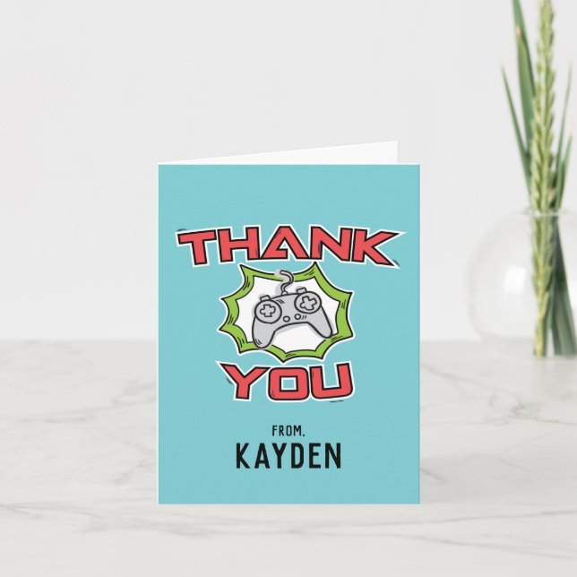 Video Game Birthday Thank You  Card (Front)