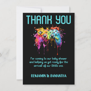 Video Game Boy Baby Shower Thank You Card