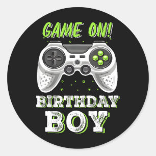 Video Game Boy Birthday Party Decorations Time To Classic Round Sticker