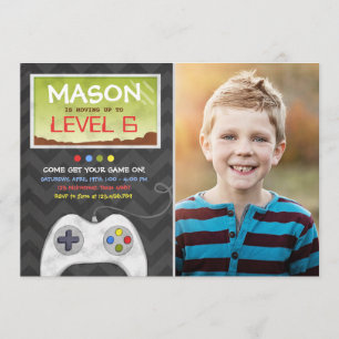 Video Game Boy Birthday Party Invitation