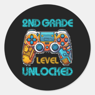 Video Game Boys Kids 2nd Grade Level Unlocked Ck T Classic Round Sticker