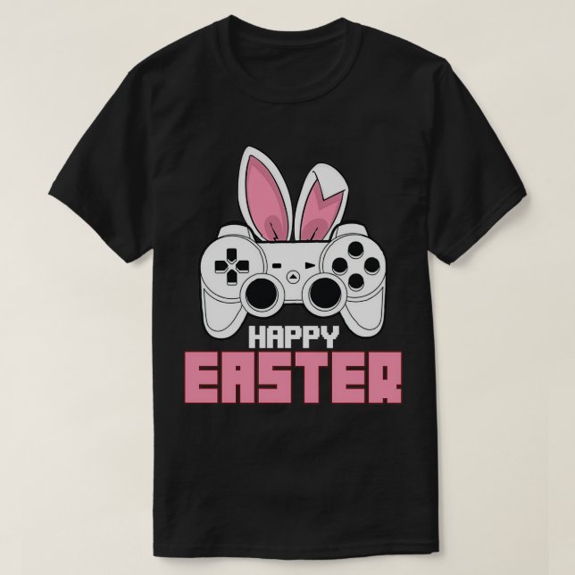 Video Game Bunny Controller Happy Easter Gamer Boy T-Shirt (Design Front)