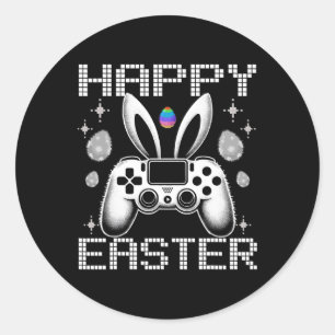 Video Game Bunny Eggs Costume Easter Day Boys Kids Classic Round Sticker