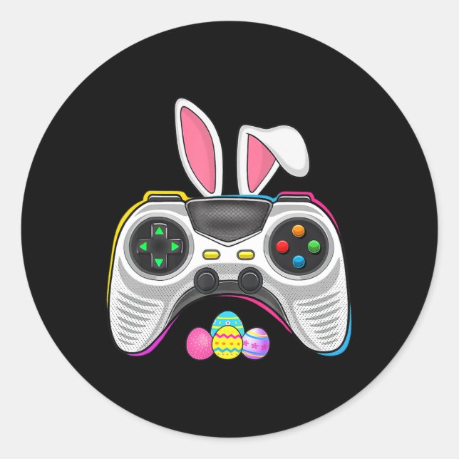 Video Game Bunny Eggs Costume Easter Day Boys Kids Classic Round Sticker (Front)