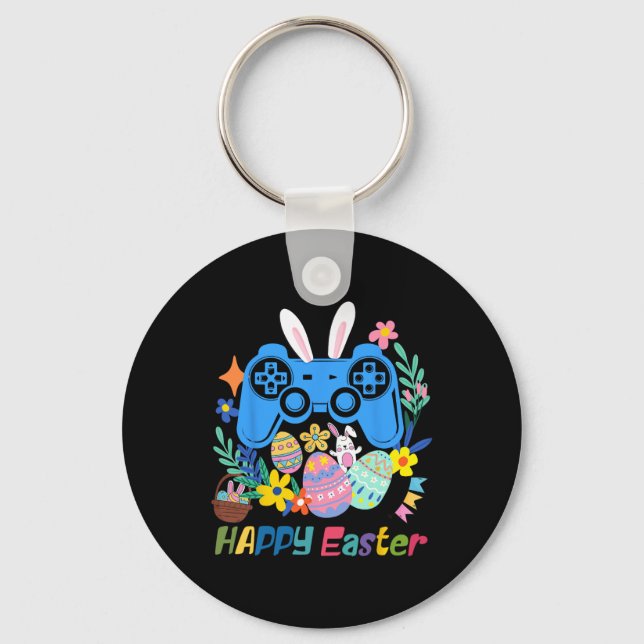 Video Game Bunny Eggs Costume Easter Day Boys Kids Key Ring (Front)