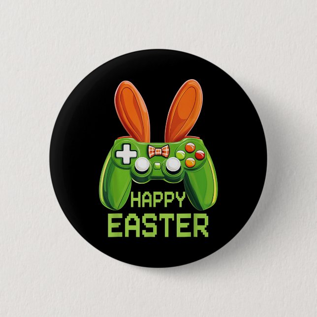 Video Game Bunny Eggs Easter Day Controller Gaming 6 Cm Round Badge (Front)