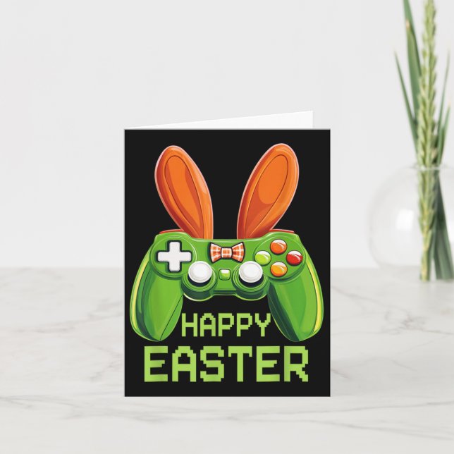 Video Game Bunny Eggs Easter Day Controller Gaming Card (Front)