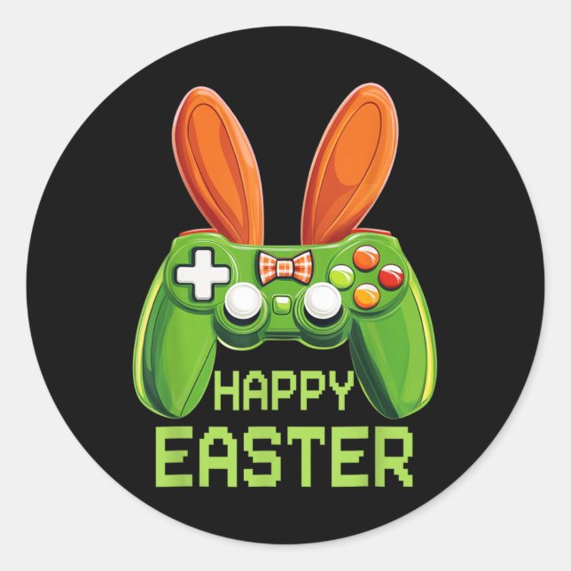 Video Game Bunny Eggs Easter Day Controller Gaming Classic Round Sticker (Front)