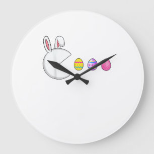Video Game Bunny Eggs Easter Gamer Kids Boys Men G Large Clock