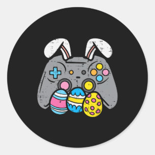 Video Game Bunny Eggs Gaming Gamer Boys Men Teen K Classic Round Sticker
