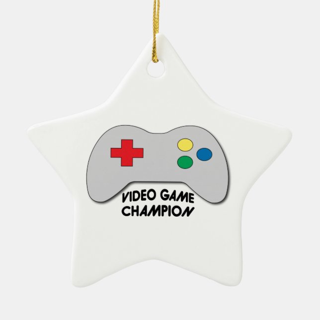 Video Game Champion Ceramic Tree Decoration (Front)