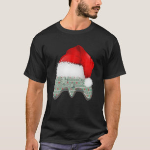 Video Game Christmas Controller Santa Hat Gamer Ho T-Shirt