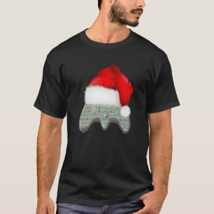 Video Game Christmas Controller Santa Hat Gamer Ho T-Shirt