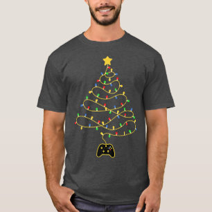 Video Game Christmas Tree Lights Gaming Controller T-Shirt