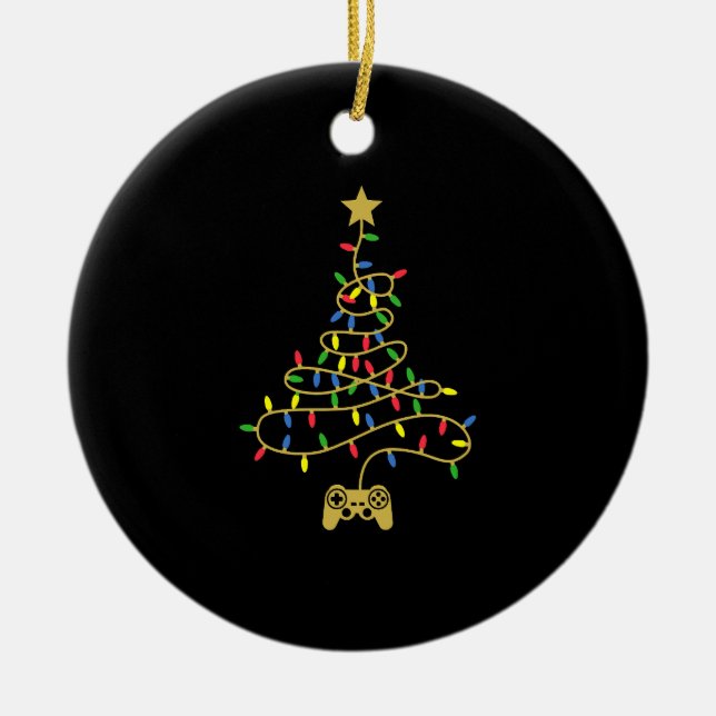 Video Game Christmas Tree Lights Xmas Gaming Ceramic Tree Decoration (Front)